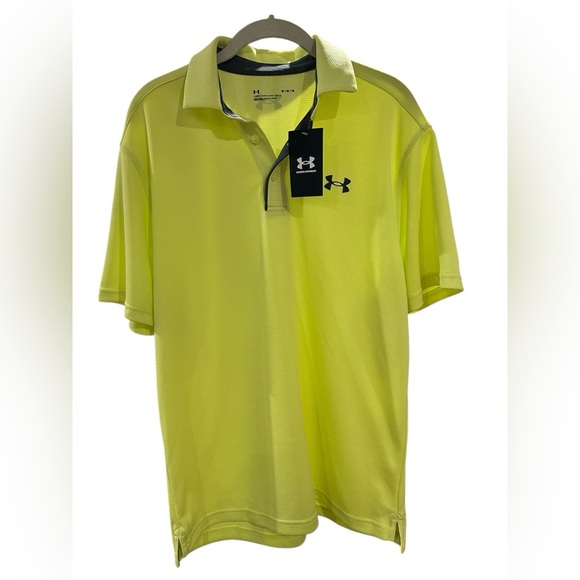 Under Armour Men’s Neon Yellow Polo Shirt Size M | Golf Tennis Activewear - Picture 3 of 10